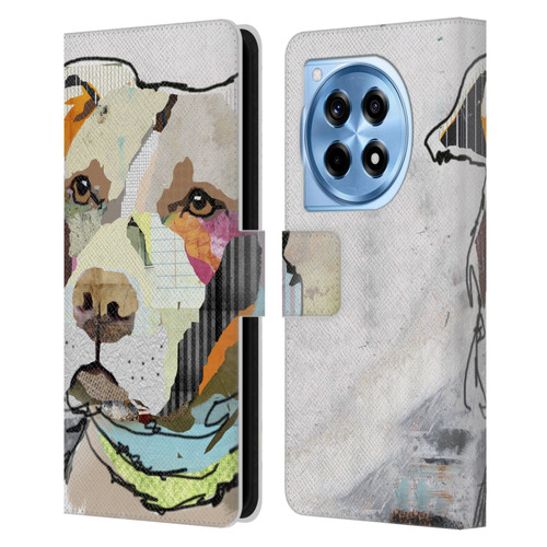 Michel Keck Dogs 3 Pit Bull Leather Book Wallet Case Cover For OnePlus 12R