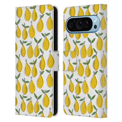 Andrea Lauren Design Food Pattern Lemons Leather Book Wallet Case Cover For Google Pixel 9 / Pixel 9 Pro