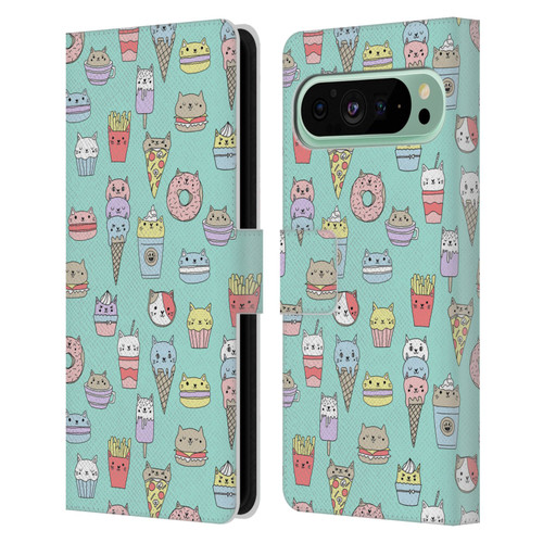 Andrea Lauren Design Food Pattern Catfood Leather Book Wallet Case Cover For Google Pixel 9 Pro XL