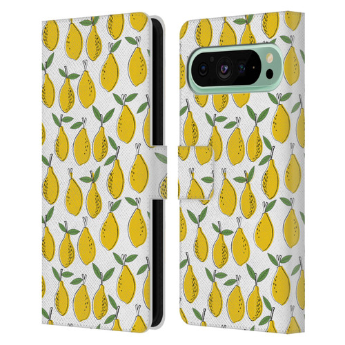 Andrea Lauren Design Food Pattern Lemons Leather Book Wallet Case Cover For Google Pixel 9 Pro XL