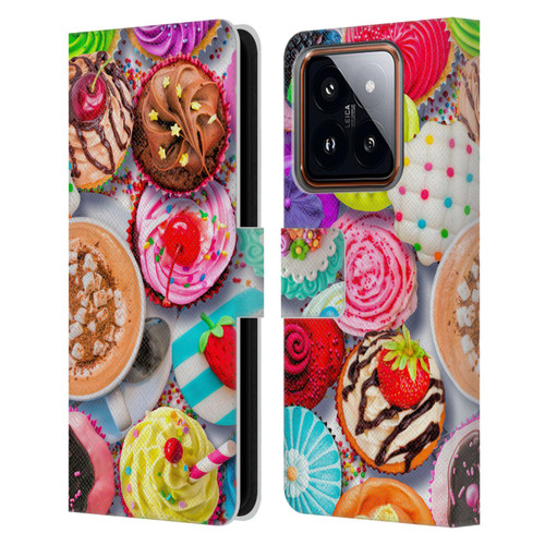 Aimee Stewart Colourful Sweets Cupcakes And Cocoa Leather Book Wallet Case Cover For Xiaomi 14