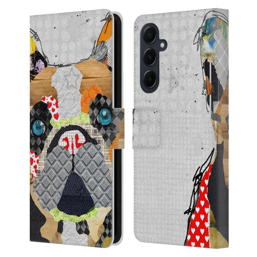 Michel Keck Dogs 3 French Bulldog Leather Book Wallet Case Cover For Samsung Galaxy A55 5G