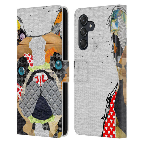 Michel Keck Dogs 3 French Bulldog Leather Book Wallet Case Cover For Samsung Galaxy M55 5G