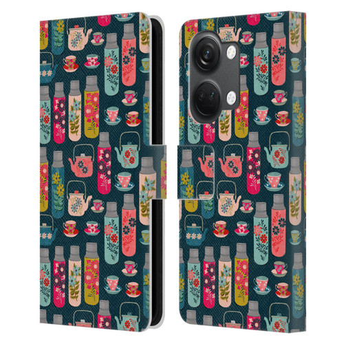 Andrea Lauren Design Food Pattern Jars & Teacups Leather Book Wallet Case Cover For OnePlus Nord 3 5G