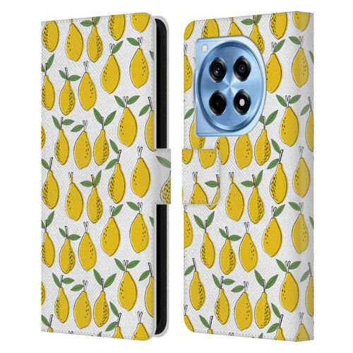 Andrea Lauren Design Food Pattern Lemons Leather Book Wallet Case Cover For OnePlus 12R