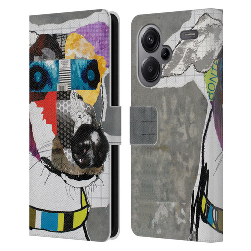 Michel Keck Dogs 3 Greyhound Leather Book Wallet Case Cover For Xiaomi Redmi Note 13 Pro Plus 5G