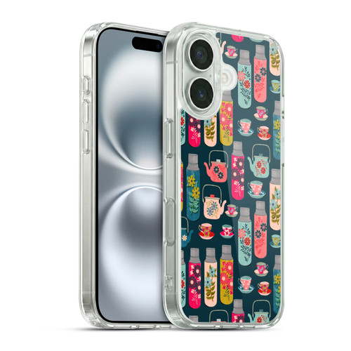 Andrea Lauren Design Food Pattern Jars & Teacups Soft Gel Case for Apple iPhone 16 & MagSafe