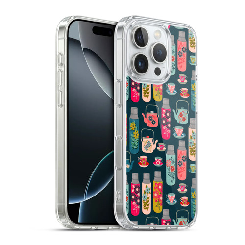 Andrea Lauren Design Food Pattern Jars & Teacups Soft Gel Case for Apple iPhone 16 Pro & MagSafe