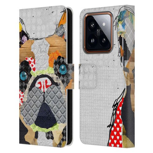 Michel Keck Dogs 3 French Bulldog Leather Book Wallet Case Cover For Xiaomi 14