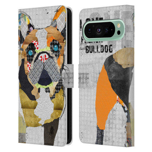 Michel Keck Dogs 4 French Bulldog Leather Book Wallet Case Cover For Google Pixel 9 Pro XL