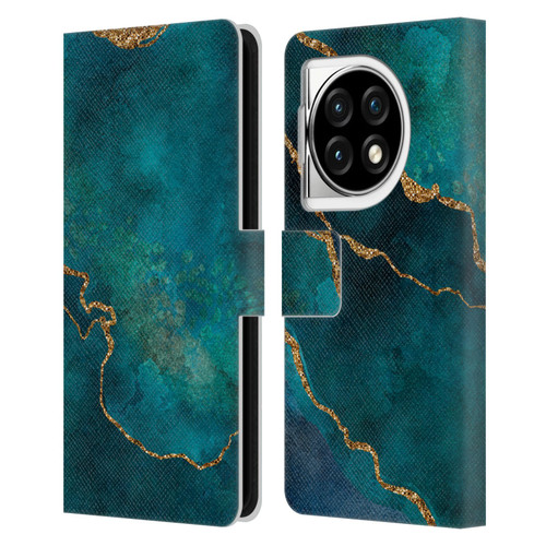 LebensArt Mineral Marble Glam Turquoise Leather Book Wallet Case Cover For OPPO OnePlus Ace 3 5G