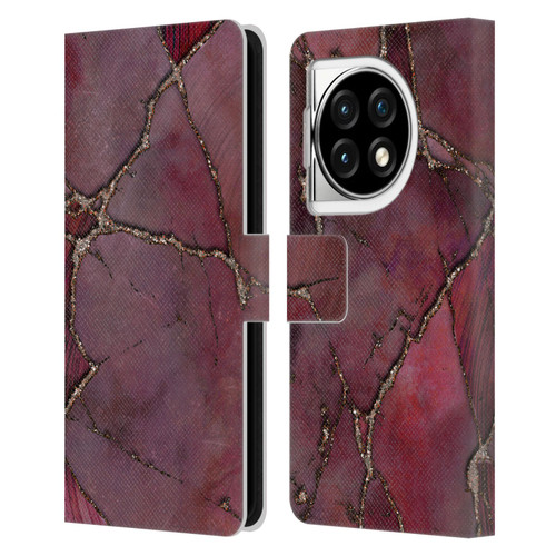 LebensArt Mineral Marble Red Leather Book Wallet Case Cover For OPPO OnePlus Ace 3 5G