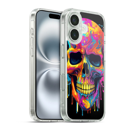 LebensArt Mix Art Rainbow Skull Soft Gel Case for Apple iPhone 16 & MagSafe