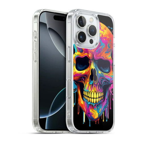 LebensArt Mix Art Rainbow Skull Soft Gel Case for Apple iPhone 16 Pro & MagSafe