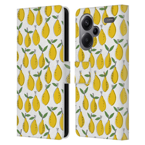 Andrea Lauren Design Food Pattern Lemons Leather Book Wallet Case Cover For Xiaomi Redmi Note 13 Pro Plus 5G