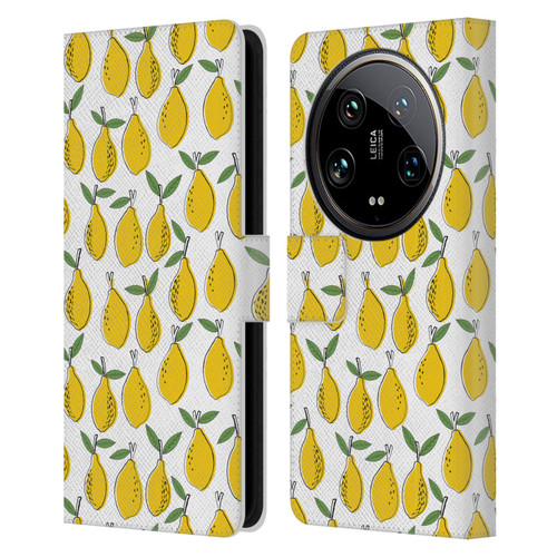 Andrea Lauren Design Food Pattern Lemons Leather Book Wallet Case Cover For Xiaomi 14 Ultra