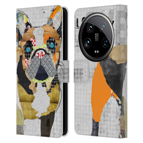 Michel Keck Dogs 4 French Bulldog Leather Book Wallet Case Cover For Xiaomi 14 Ultra