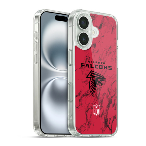 NFL Atlanta Falcons Graphics Coloured Marble Soft Gel Case for Apple iPhone 16 & MagSafe