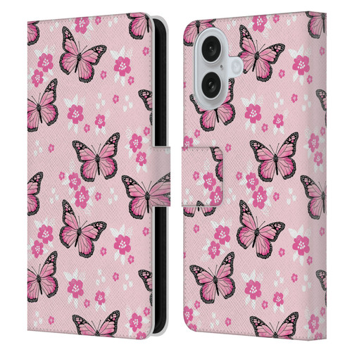 Andrea Lauren Design Lady Like Butterfly Leather Book Wallet Case Cover For Apple iPhone 16