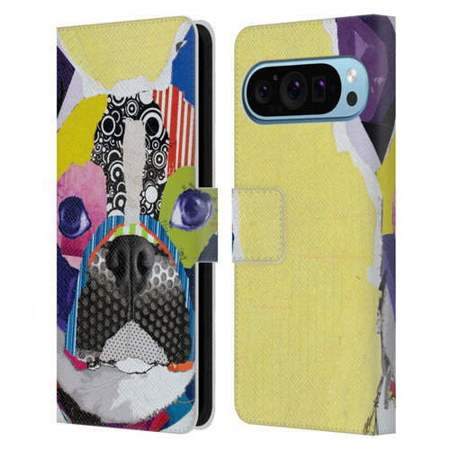Michel Keck Dogs Boston Terrier Leather Book Wallet Case Cover For Google Pixel 9 / Pixel 9 Pro
