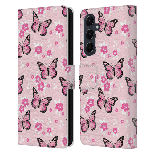 Andrea Lauren Design Lady Like Butterfly Leather Book Wallet Case Cover For Samsung Galaxy A55 5G