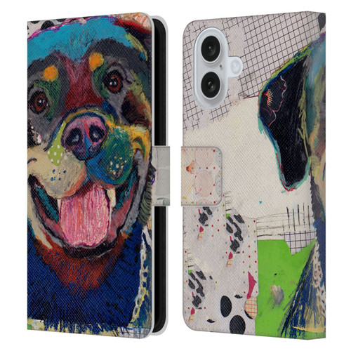 Michel Keck Dogs Rottweiler Leather Book Wallet Case Cover For Apple iPhone 16