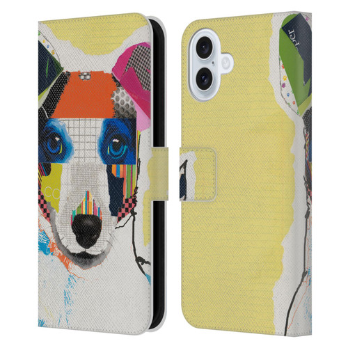 Michel Keck Dogs Whippet Leather Book Wallet Case Cover For Apple iPhone 16 Plus