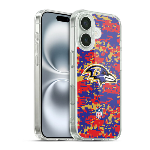 NFL Baltimore Ravens Graphics Digital Camouflage Soft Gel Case for Apple iPhone 16 & MagSafe