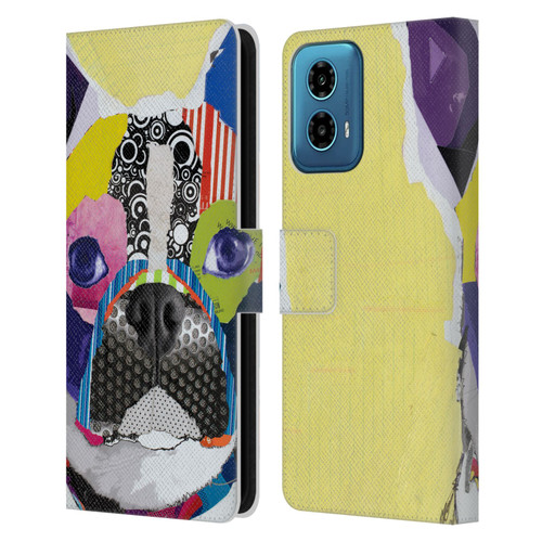 Michel Keck Dogs Boston Terrier Leather Book Wallet Case Cover For Motorola Moto G34 5G