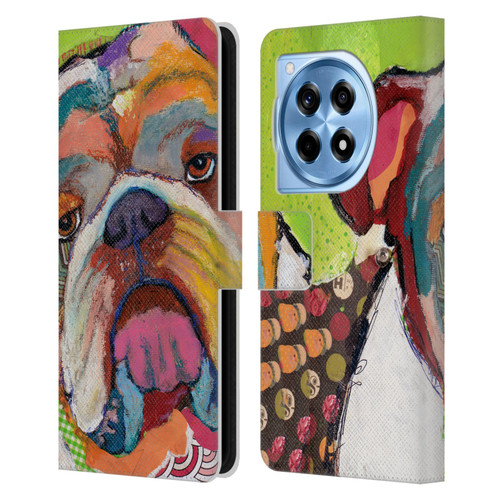 Michel Keck Dogs Bulldog Leather Book Wallet Case Cover For OnePlus 12R