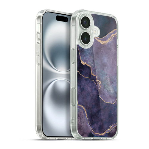 LebensArt Mineral Marble Purple Soft Gel Case for Apple iPhone 16 Plus & MagSafe