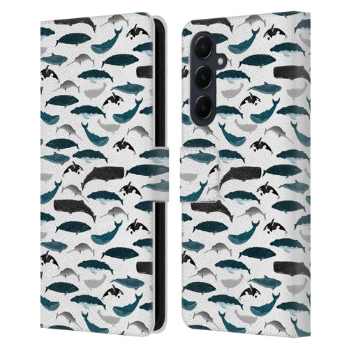 Andrea Lauren Design Sea Animals Whales Leather Book Wallet Case Cover For Samsung Galaxy A55 5G