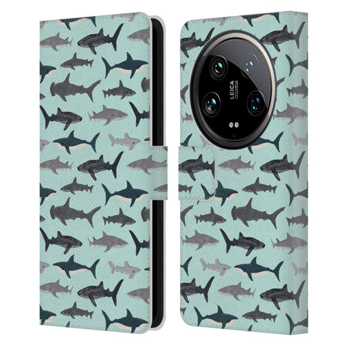 Andrea Lauren Design Sea Animals Sharks Leather Book Wallet Case Cover For Xiaomi 14 Ultra