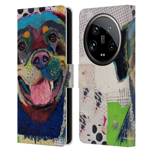 Michel Keck Dogs Rottweiler Leather Book Wallet Case Cover For Xiaomi 14 Ultra