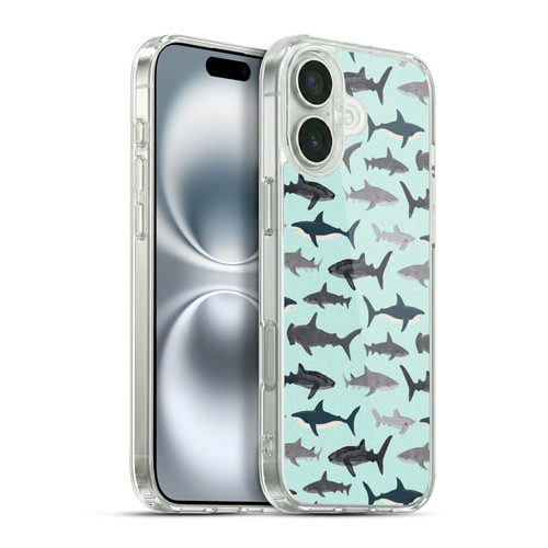 Andrea Lauren Design Sea Animals Sharks Soft Gel Case for Apple iPhone 16 Plus & MagSafe