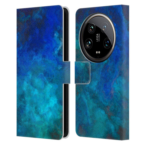LebensArt Textures Blue Malachit Leather Book Wallet Case Cover For Xiaomi 14 Ultra