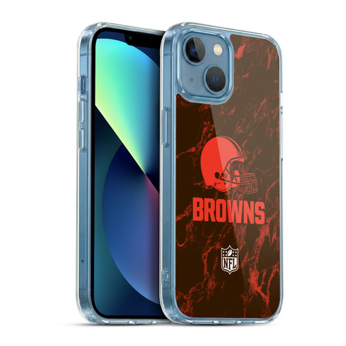 NFL Cleveland Browns Graphics Coloured Marble Soft Gel Case for Apple iPhone 13 Mini & MagSafe