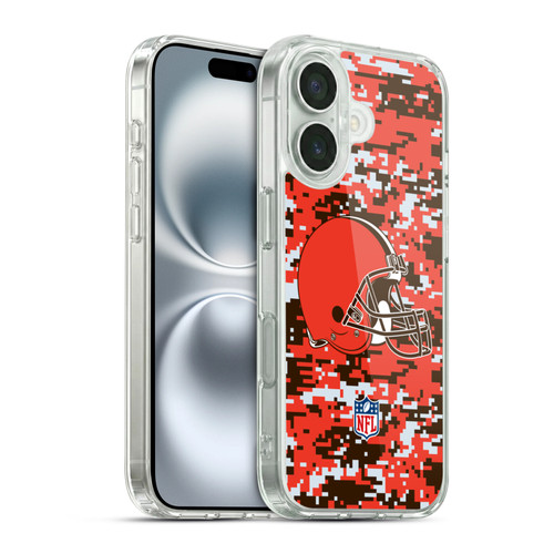 NFL Cleveland Browns Graphics Digital Camouflage Soft Gel Case for Apple iPhone 16 & MagSafe