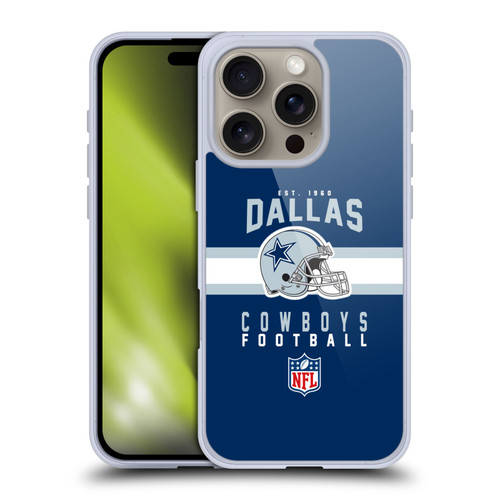 NFL Dallas Cowboys Graphics Helmet Typography Soft Gel Case for Apple iPhone 16 Pro