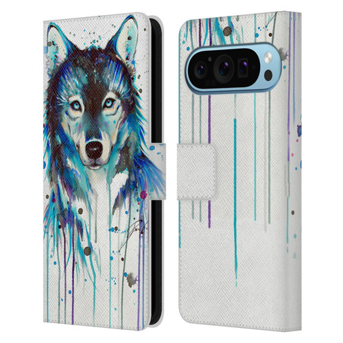 Pixie Cold Animals Ice Wolf Leather Book Wallet Case Cover For Google Pixel 9 / Pixel 9 Pro