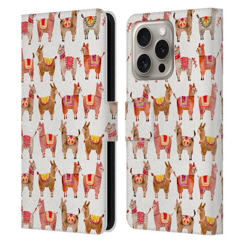 Cat Coquillette Animals Alpacas Leather Book Wallet Case Cover For Apple iPhone 16 Pro