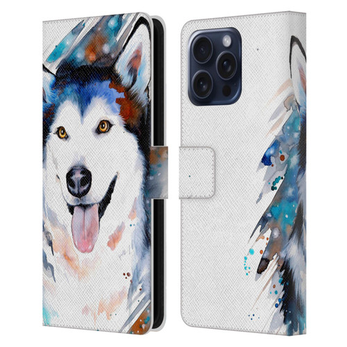 Pixie Cold Animals Husky Leather Book Wallet Case Cover For Apple iPhone 16 Pro Max