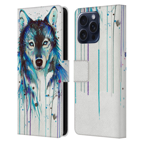 Pixie Cold Animals Ice Wolf Leather Book Wallet Case Cover For Apple iPhone 16 Pro Max