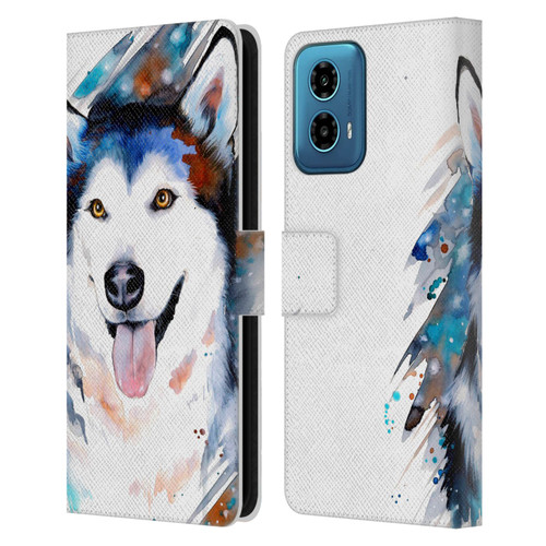 Pixie Cold Animals Husky Leather Book Wallet Case Cover For Motorola Moto G34 5G