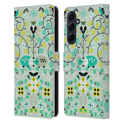 Cat Coquillette Animals Hedgehogs Symmetry Leather Book Wallet Case Cover For Samsung Galaxy A55 5G