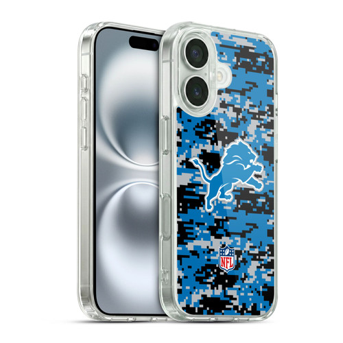 NFL Detroit Lions Graphics Digital Camouflage Soft Gel Case for Apple iPhone 16 & MagSafe
