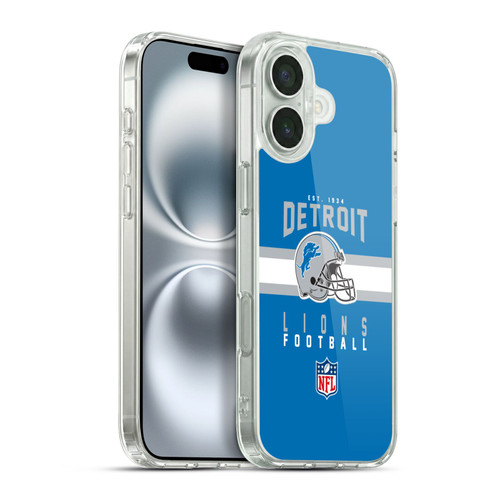 NFL Detroit Lions Graphics Helmet Typography Soft Gel Case for Apple iPhone 16 Plus & MagSafe