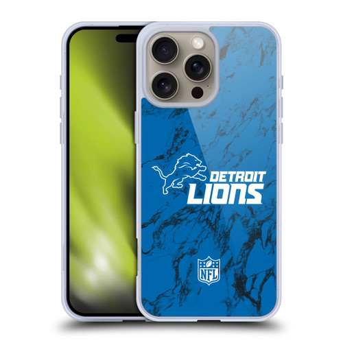 NFL Detroit Lions Graphics Coloured Marble Soft Gel Case for Apple iPhone 16 Pro Max NFL Detroit Lions Graphics Coloured Marble Soft Gel Case for Apple iPhone 16 Pro Max