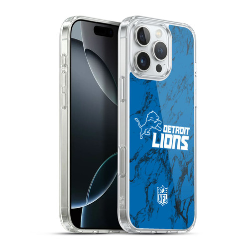 NFL Detroit Lions Graphics Coloured Marble Soft Gel Case for Apple iPhone 16 Pro Max & MagSafe