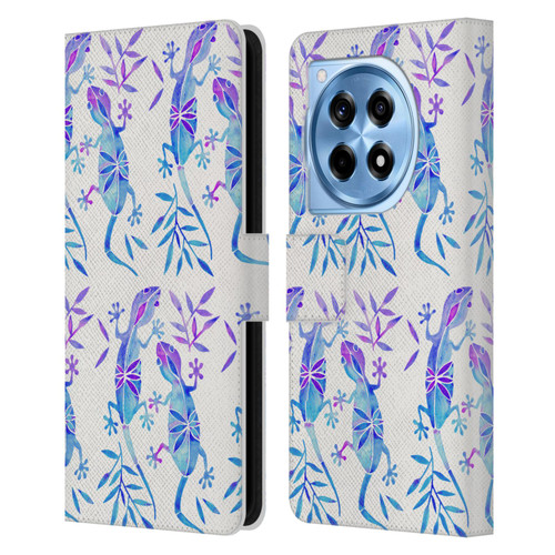 Cat Coquillette Animals 2 Indigo Geckos Leather Book Wallet Case Cover For OnePlus 12R